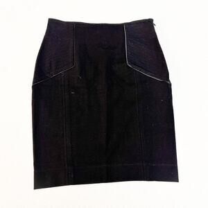 Diane Von Furstenberg Black Pencil Skirt Geometrical Stitch Size 4